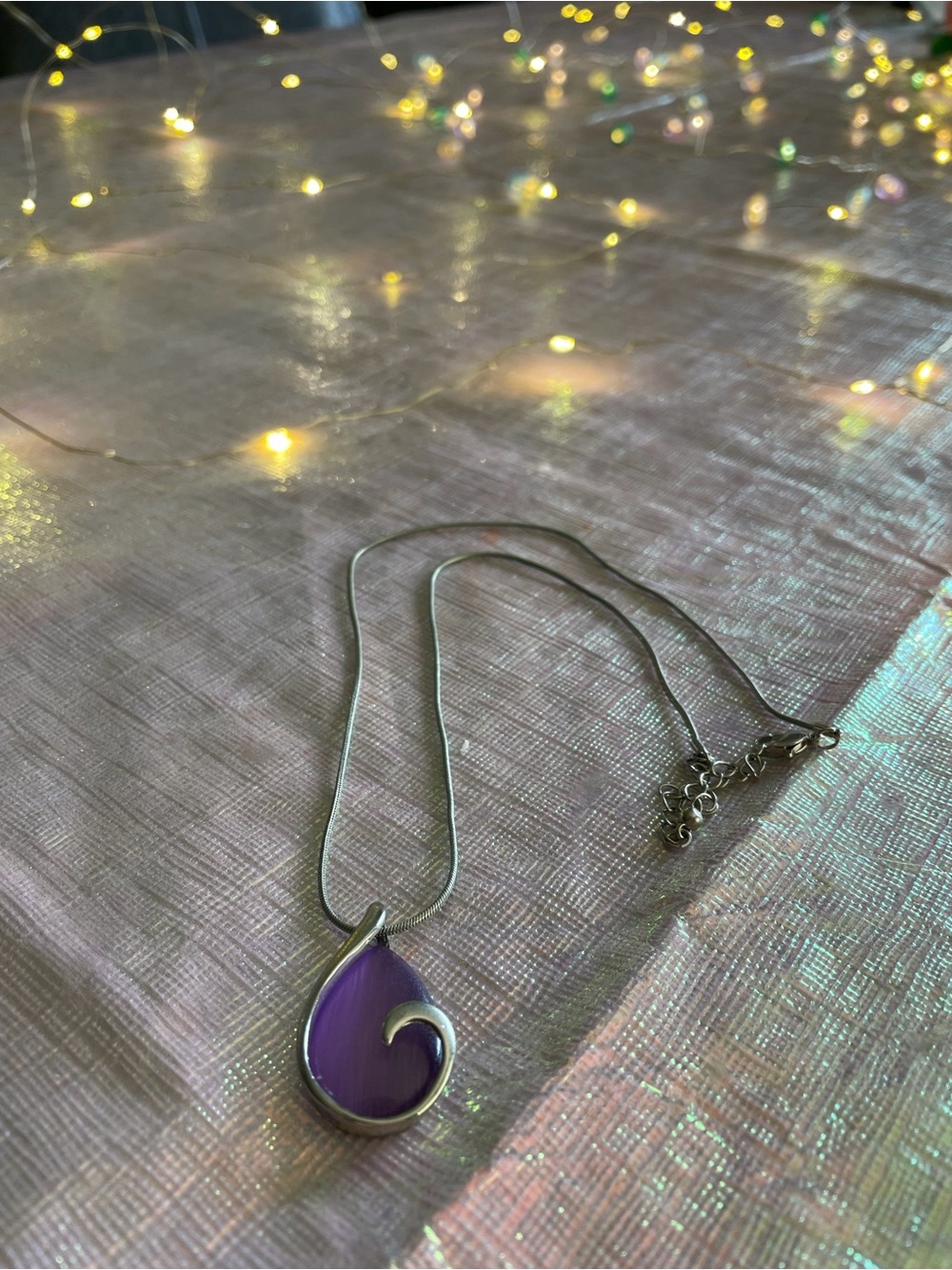 Purple Teardrop Pendant Necklace
